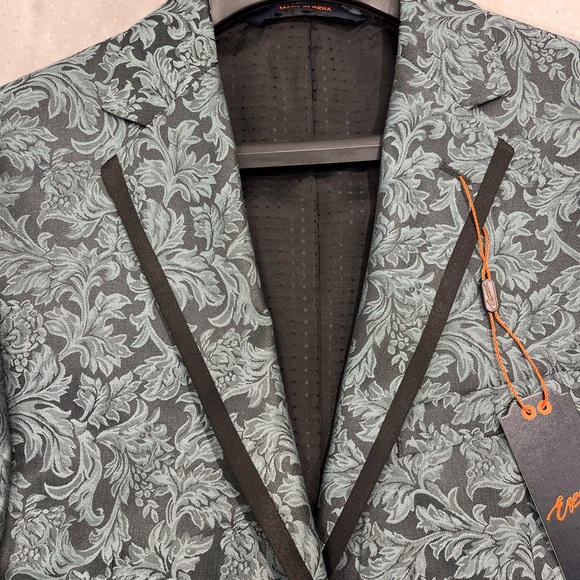 Egara Slim Fit Dinner Jacket, Green Floral - Picture 3 of 7